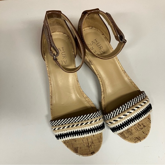 Naturalizer Areda Wedge Sandal Cork Bottom Woven Strap 6.5 - Picture 3 of 9